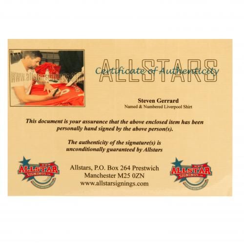 Футболка с автографом Стивена Джерарда Gerrard Signed Shirt