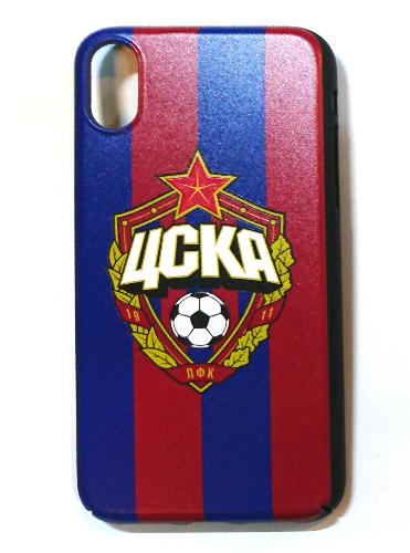 Клип-кейс для iPhone X c объёмной эмблемой ПФК ЦСКА, цвет красно-синий