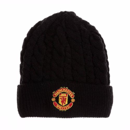 Шапка Манчестер Юнайтед New Era Cable Knitted Hat черная вязаная