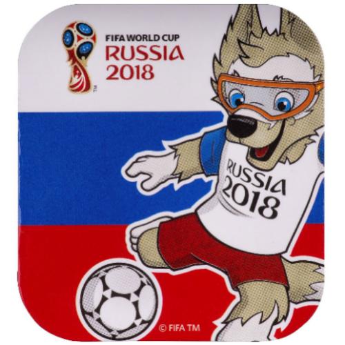 ЧМ 2018 Магнит картон Забивака "Удар!" триколор