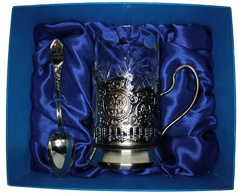 Стакан с подстаканником Динамо в голубой коробке