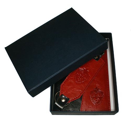 Набор подарочный ЦСКА "Брелок+ Обложка для автодокументов большая, цвет темно-синий, красный"