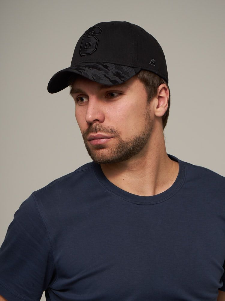 Бейсболка с номером 6, черная, 20688