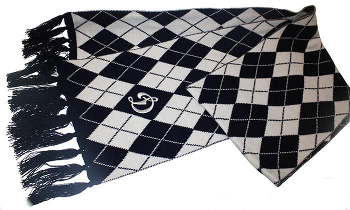 Шарф"Д" 1015/9012 вяз.целиком белым ромбом