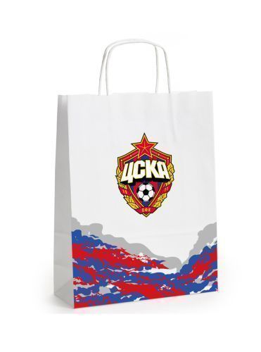 Пакет ЦСКА бумажный подарочный белый (42х32х15 см)		