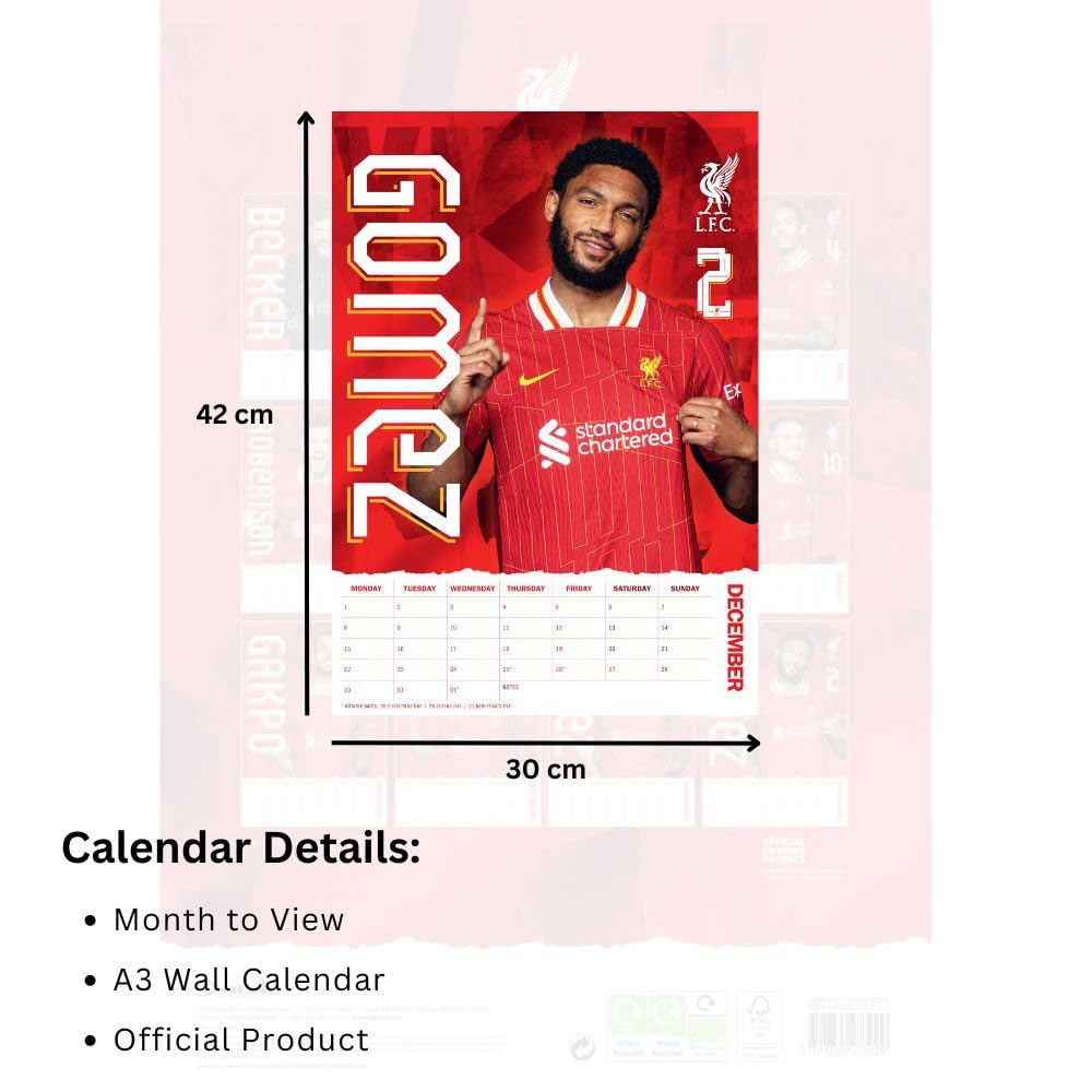 Календарь Ливерпуль A3 Calendar 2025