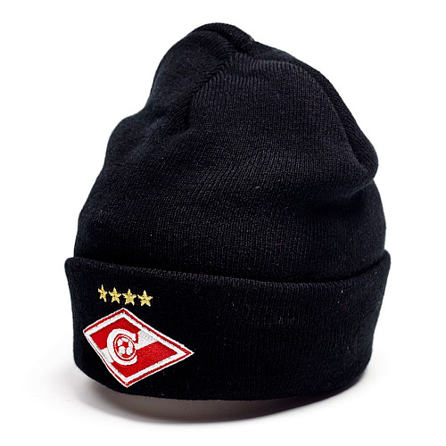 Шапка Спартак черная с отворотом 00101