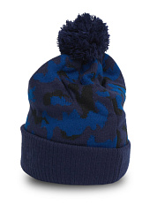 Шапка ЦСКА синий камуфляж с помпоном