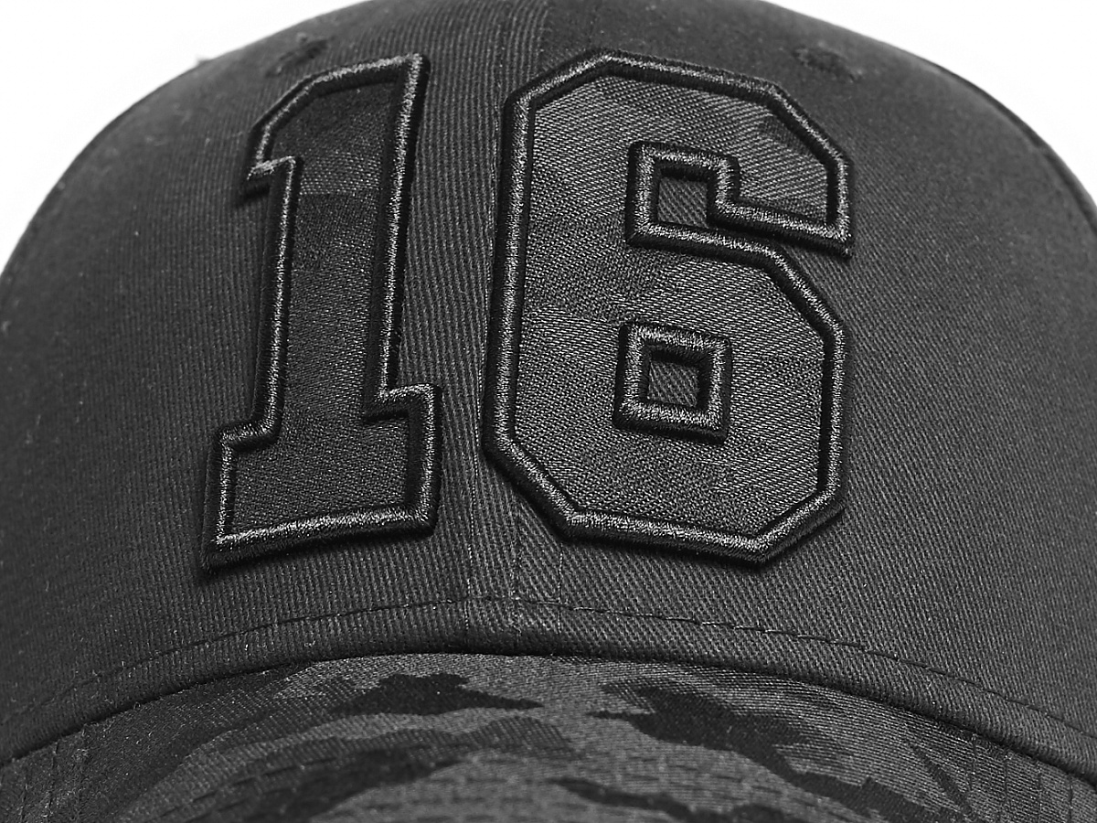 Бейсболка с номером 16, черная, 20698