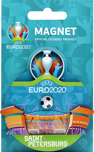Магнит ЕВРО 2020 дер.кругл."СПб.Стадион", англ.