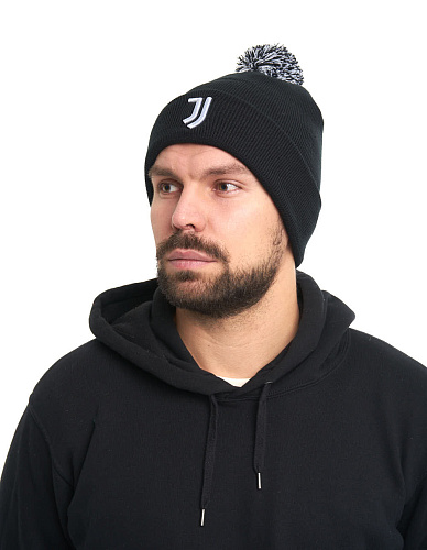 Шапка Ювентус 37304 черная с помпоном
