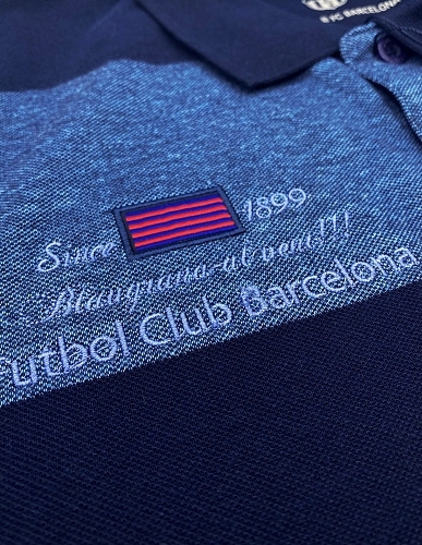 Футболка поло Барселона POLO FCB, сине-серая в полоску