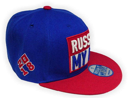 Бейсболка Россия прямой козырек, цвет красный, синий