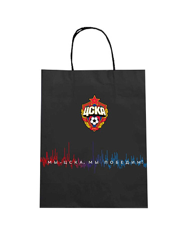 Пакет ЦСКА бумажный подарочный "Заряд трибуны" (26х22х10 см)		