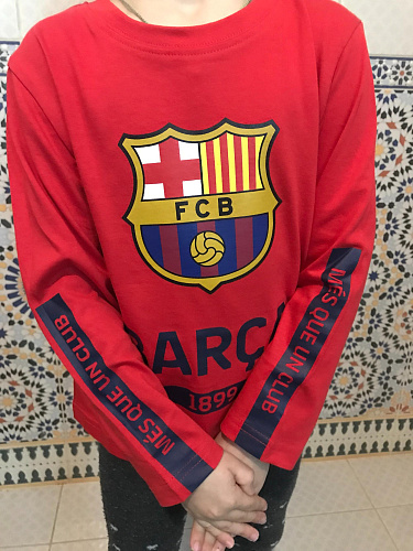 Детская футболка Барселона FCB3173 с длинным рукавом, красная