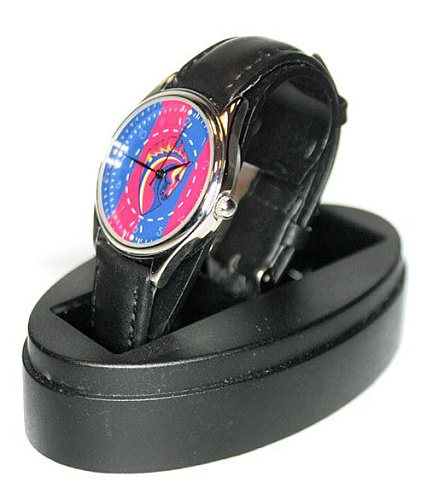 Часы наручные 33мм с талисманом красно-синие усиленный черный ремешок