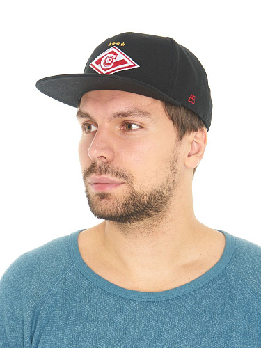 Бейсболка Спартак 93503 черная с прямым козырьком