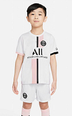 Детская форма ПСЖ 2021/2022 гостевая белая (футболка и шорты)