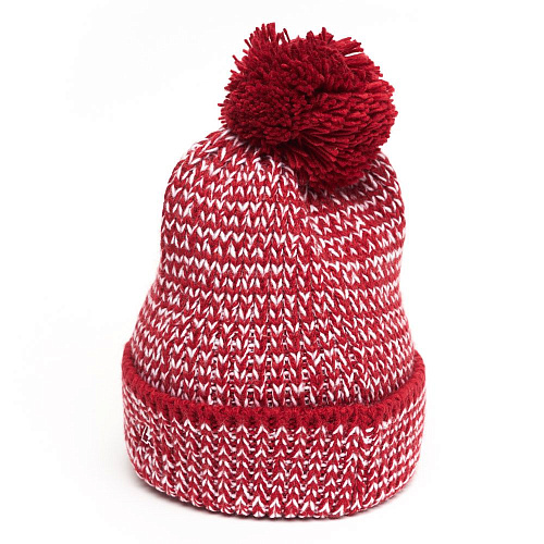 Шапка Спартак 00150 красно-белая крупная вязка с помпоном
