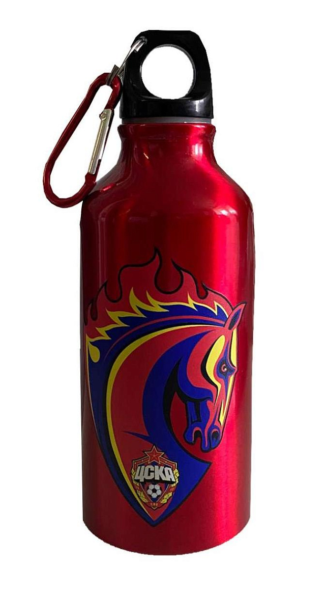 Бутылка для спорта ЦСКА с карабином, цвет красный
