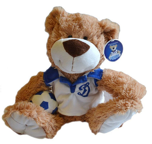 Игрушка  Мишка с мячом Д" 26 см мех.в шарфе