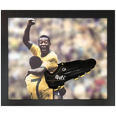Бутса с автографом Пеле Pele Signed Boot (Framed) 