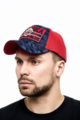 Бейсболка ЦСКА 10455, красно-синяя, козырек синий камуфляж