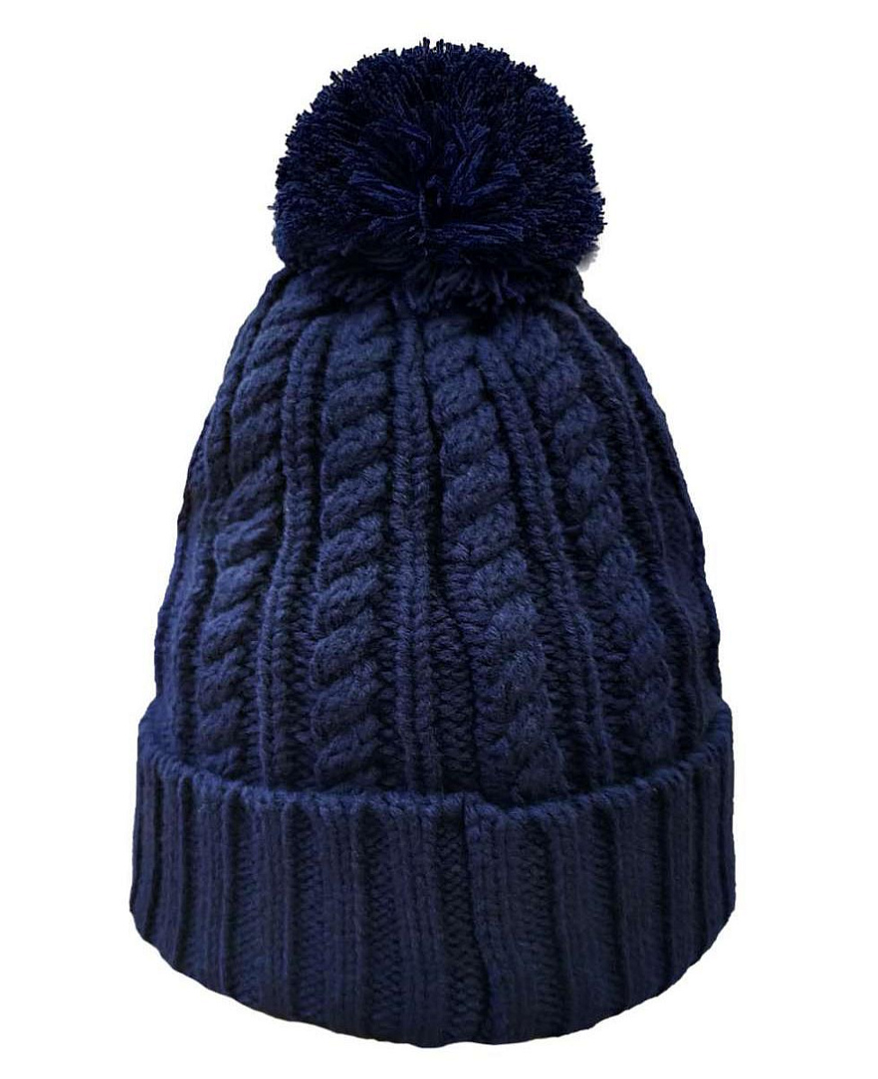 Шапка ЦСКА темно-синяя с помпоном крупной вязки 207211