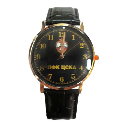Часы наручные ЦСКА 38 мм черные с маленькой эмблемой ЧЗ "Звезда"