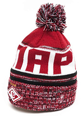 Шапка Спартак 00147 красно-черно-белая с помпоном