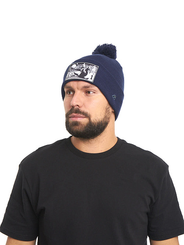 Шапка Динамо Лев Яшин 60158 синяя с помпоном