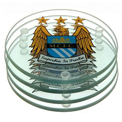Подставки стеклянные Манчестер Сити Glass Coasters