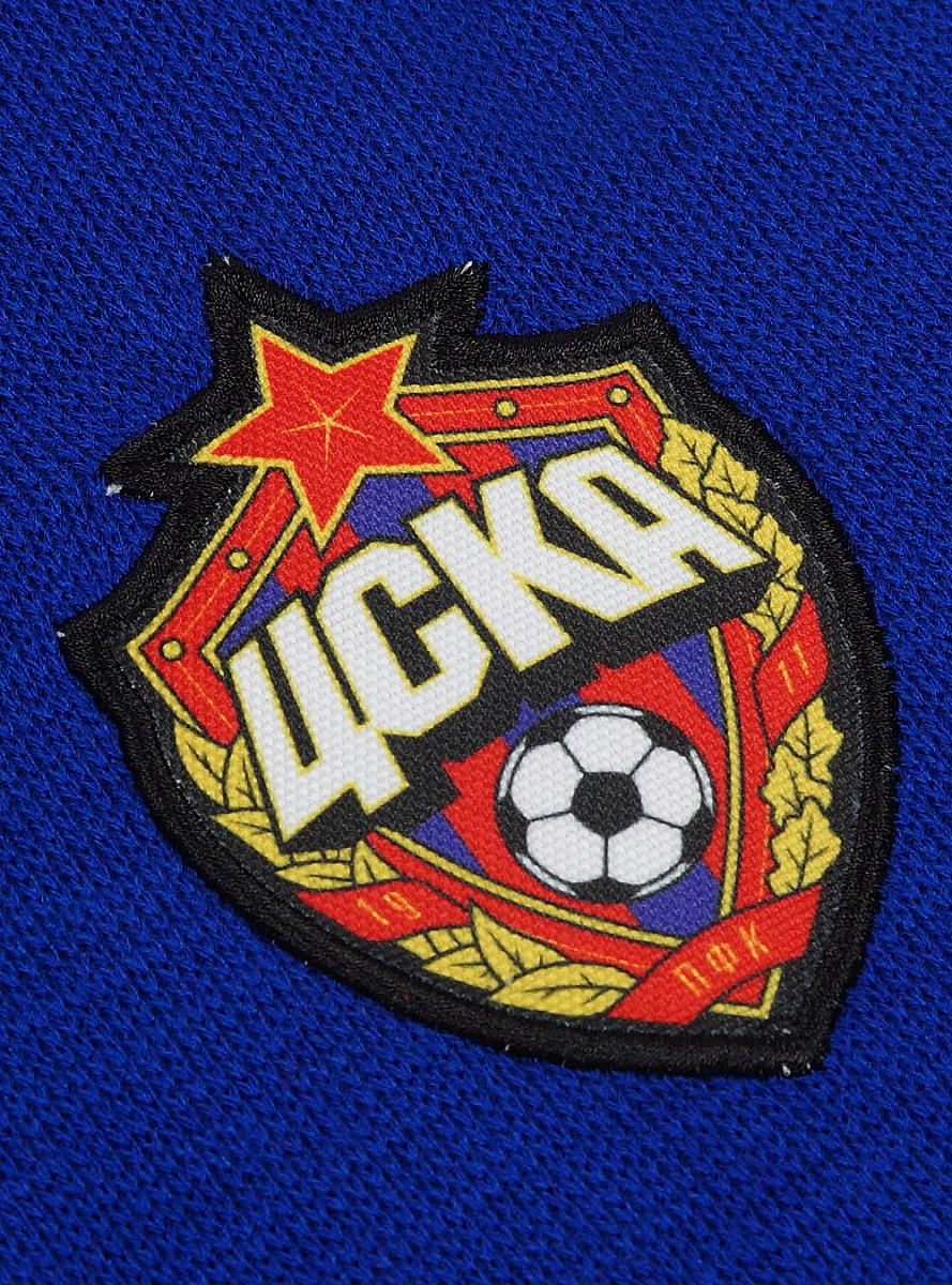 Шарф вязаный ЦСКА с нашивкой, с красно-синими полосами