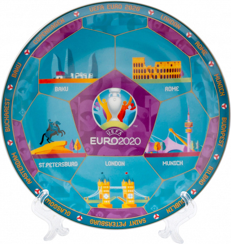 Тарелка сувенирная 20см "Эмблема ЕВРО 2020"