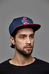 Бейсболка ПБК ЦСКА 20710 с прямым козырьком сине-красная