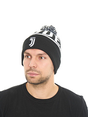 Шапка Ювентус 37234 черно-белая с помпоном
