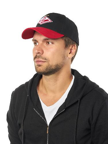 Бейсболка Спартак 120266, черная с красным козырьком