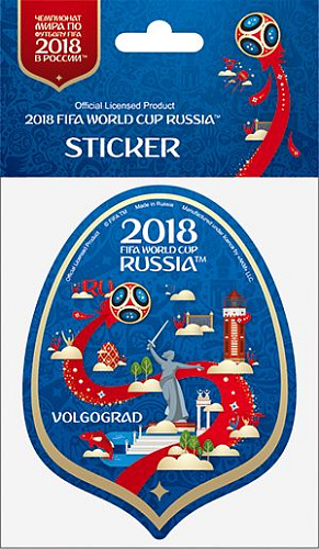 Наклейка бумажная фигурная 100 мм "Волгоград" цв.синий