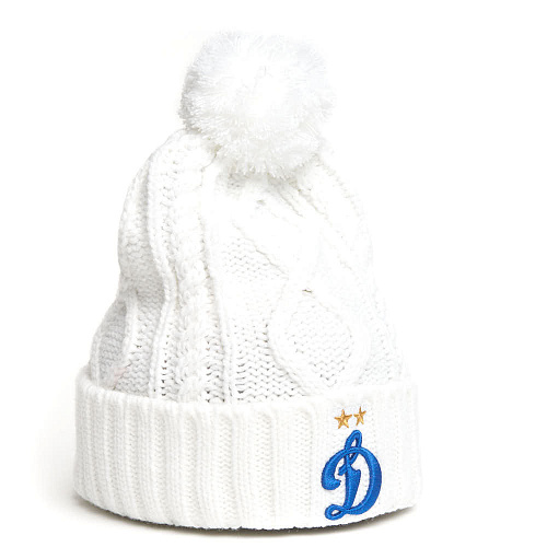 Шапка Динамо 60180 белая с помпоном