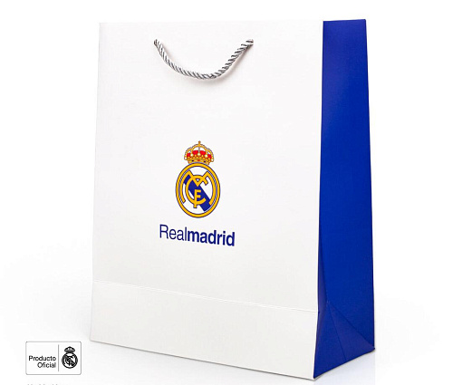 Подарочный пакет Реал Мадрид 18х10х23 см White Blue